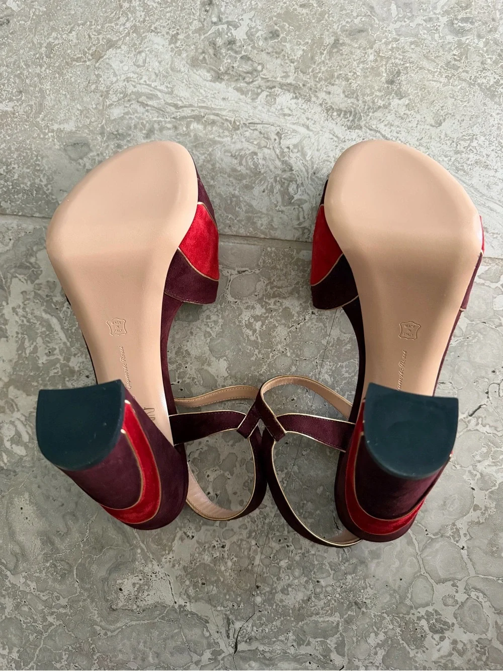 Gianvito Rossi Tamara Platform Heeled Burgundy Suede Sandals Size 40, NEW $1,495
